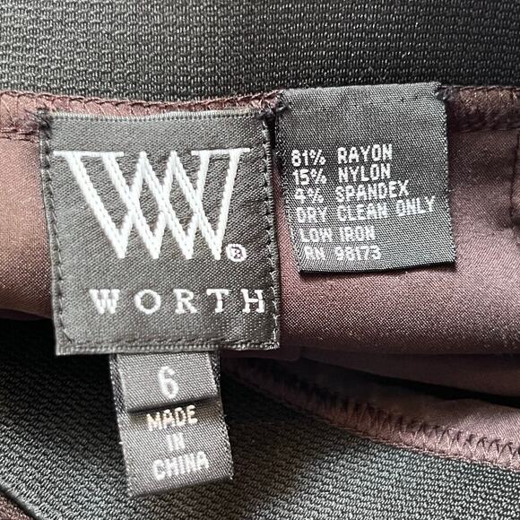 W by Worth Women's Brown Knit Pencil Skirt Size 6 Zip Back - Picture 3 of 7